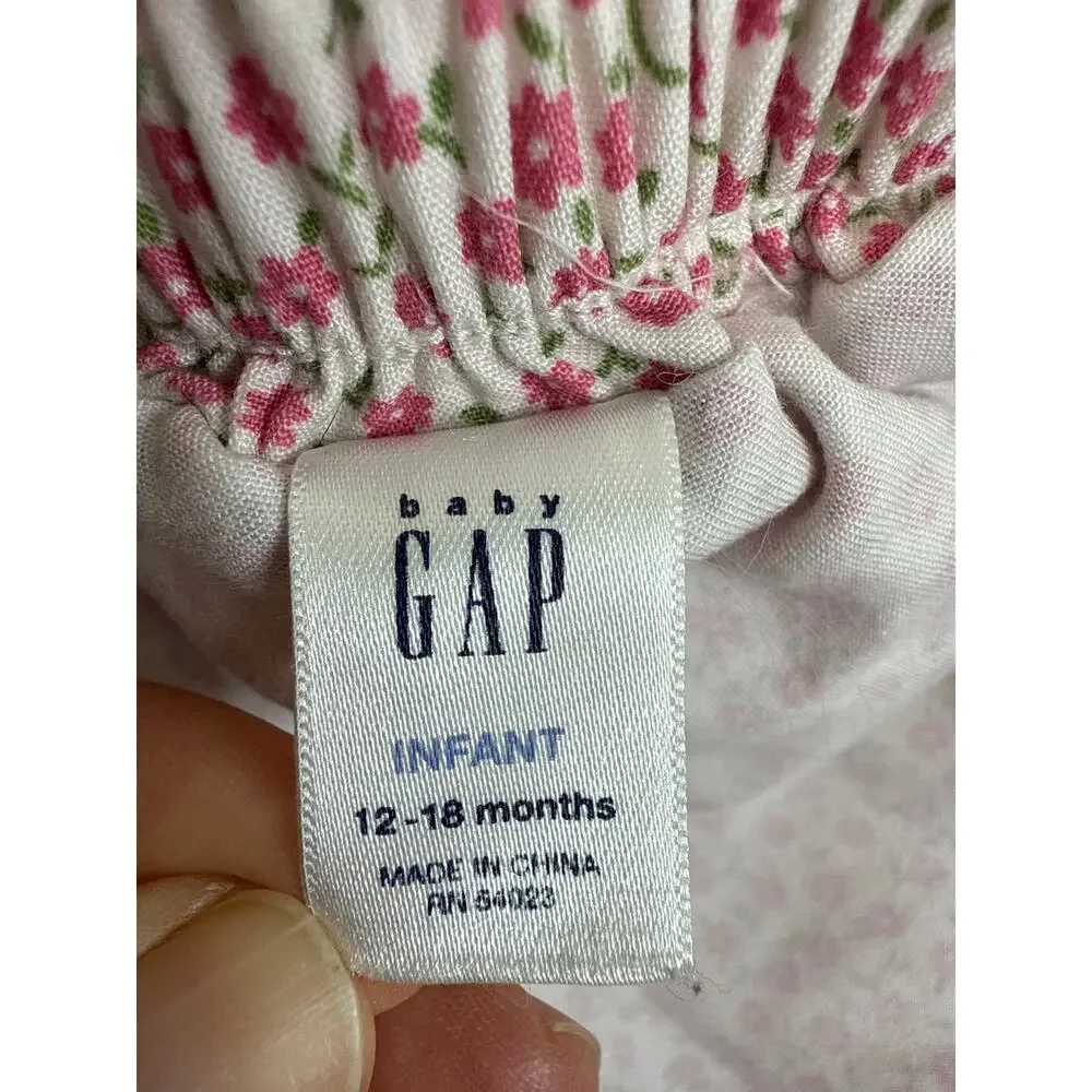 Baby Gap Vintage '03 Heavy Weight Cotton Floral Pleated Skirt & Bloomers 12-18 M
